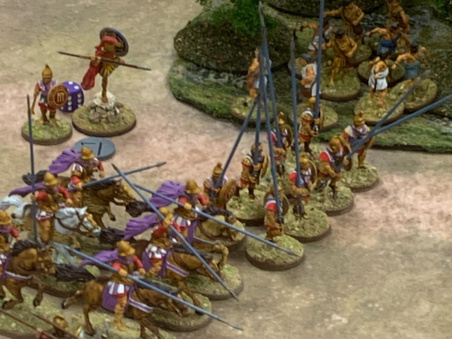 To the right of the Carthaginians, my Hetairoi, pikemen and in the woods, a large unit of slingers. 