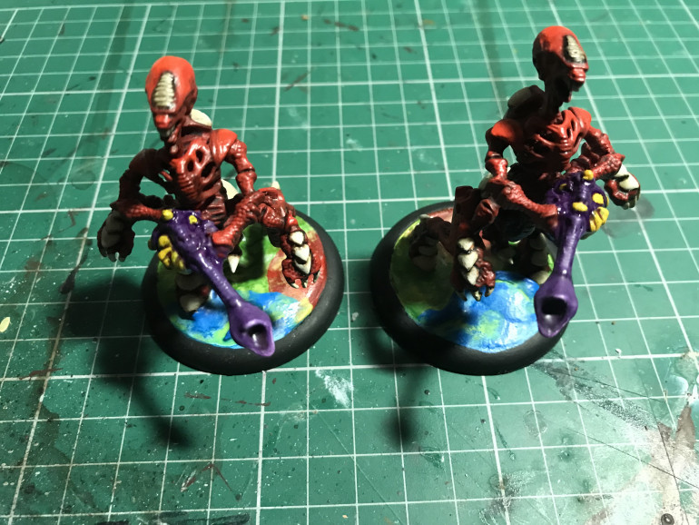 Sploshed on some contrast paint, next up is the two warriors with boneswords