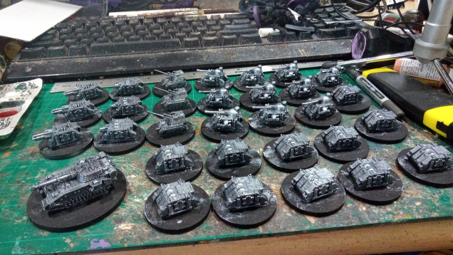 Black Spray and a metallic overbrush gives them the basecoat.