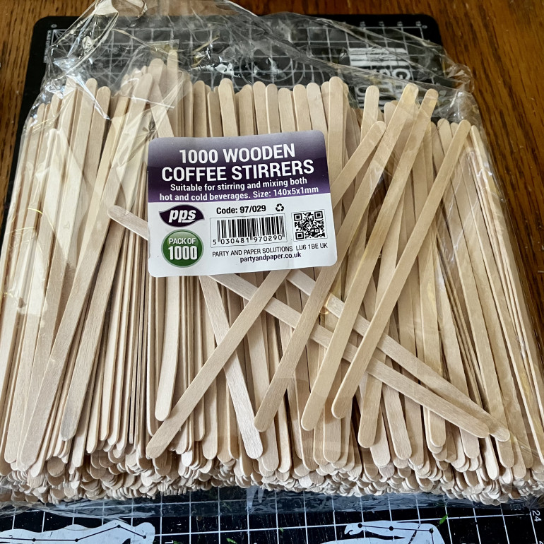 Coffee stirrers. These are planks, decking, support beams - a big cheap bag ordered online.