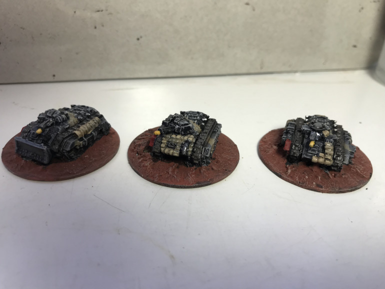 Some steel legion chimeras to transport the infantry. The tiny stowsge on these looks swish but is a pain to paint