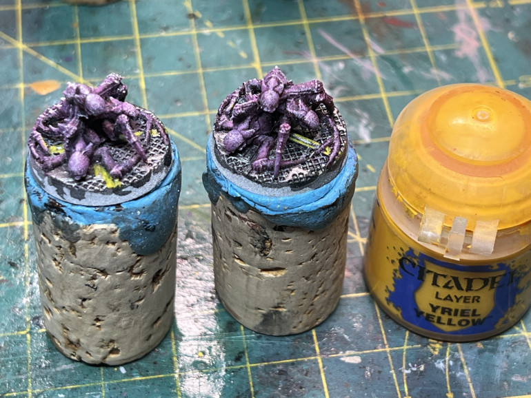 For variety, I chose to add yellow marking to the floor of the bases, for a more realistic industrial look.