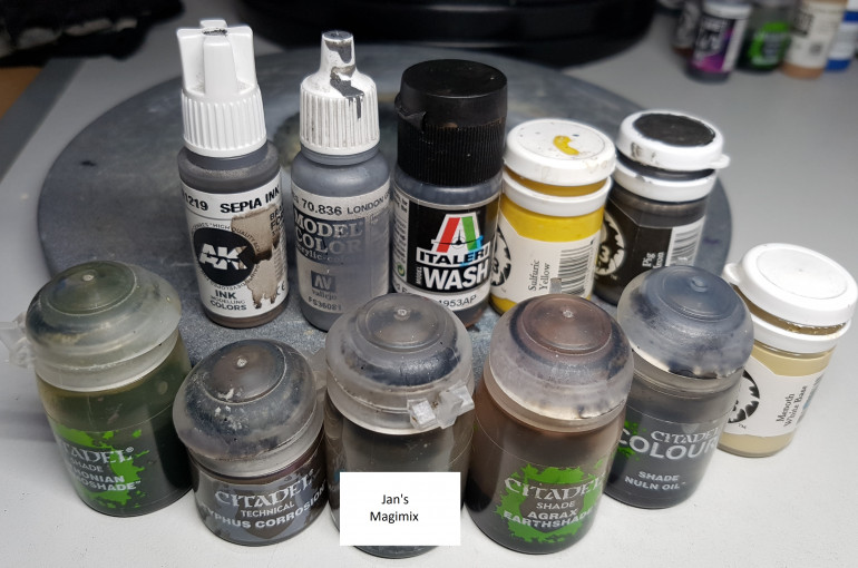 All the paints used on the bases