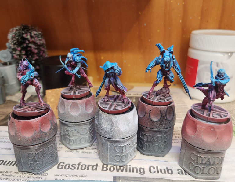 At the end of the day the minis got to this point. Not Exactly completed, but actually much further on than my usual painting method. 