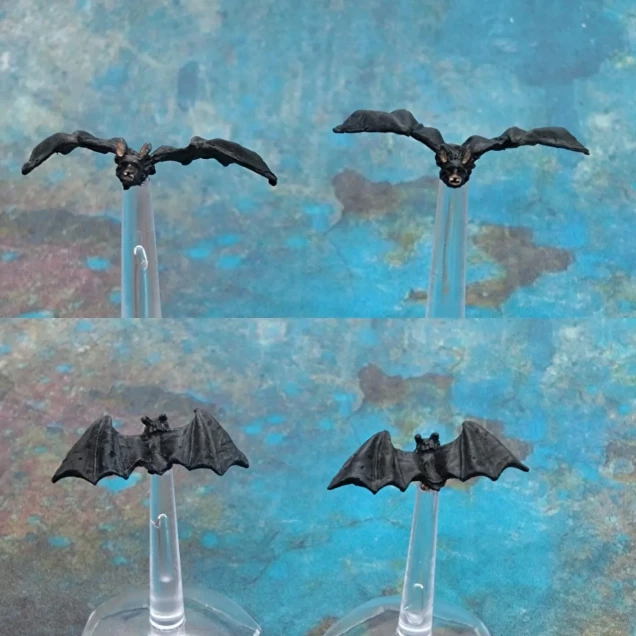 Metal giant bats from North Star. Had some flight stands with clear bases so I can crowbar these into a variety of games. 