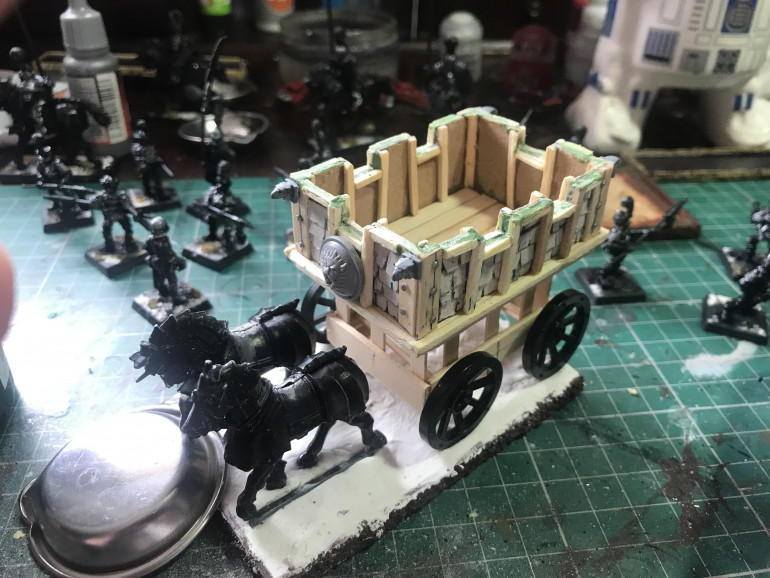 The war wagon of doom work in progress, still a long way to go but pleased with it so far. Lego wheels for the win 