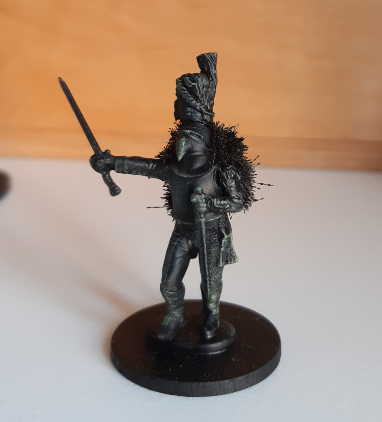 This is my first Toady, again a torso swap, but with an added Bearskin from some French Line Infantry. Simple case of trimming away the face, drilling a hole into the hat, and carving out a recess so it fits snugly. I'll probably add a shield to this one as well.