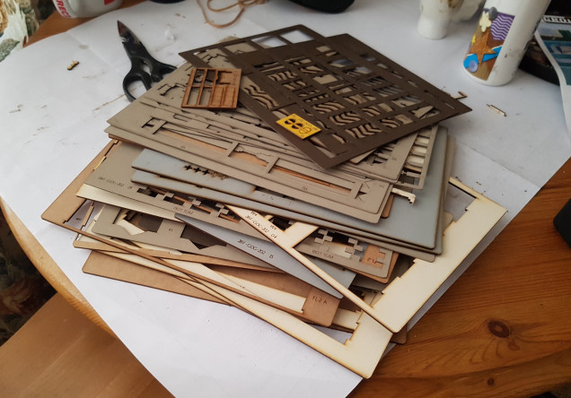 All the leftover sprues at the end of the project.  That's a lot of wood!