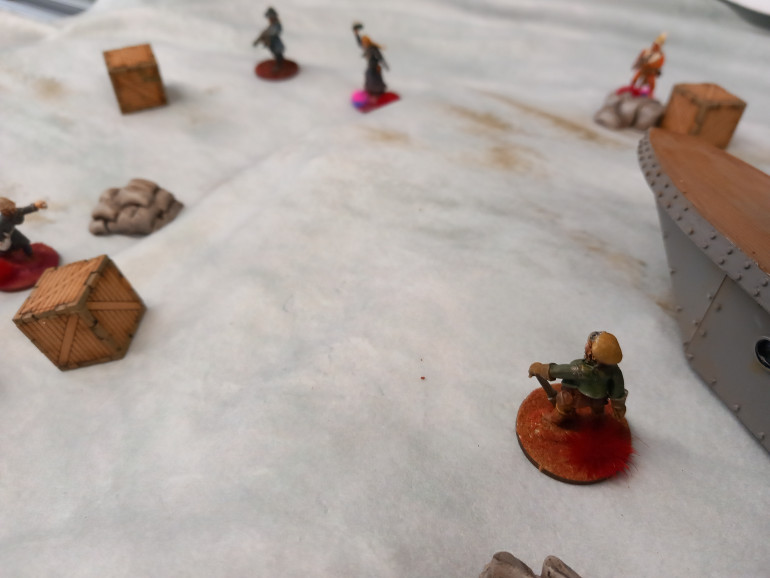 Rachel wrench gets a lucky shot at an approaching company man and causes a Martian guide to flee