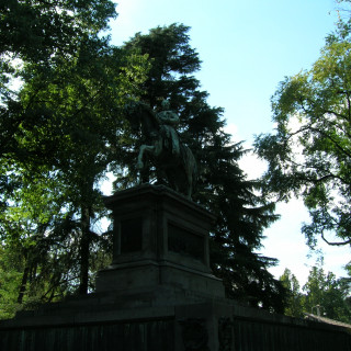 Parco Sempione, Milan.  Equestrian Monument to Napoleone III: bronze statue by the sculptor Francesco Barzaghi, completed by 1881, but deemed controversial and not installed until 1927