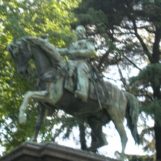 Parco Sempione, Milan.  Equestrian Monument to Napoleone III: bronze statue by the sculptor Francesco Barzaghi, completed by 1881, but deemed controversial and not installed until 1927