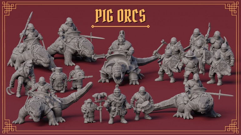 Pig Orcs And Servants Miniatures