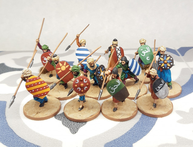 Group shot of all the spearmen together.