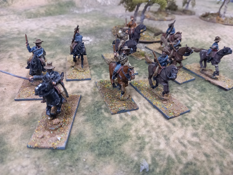 My final unit us dome texan cavalry which I did today. That completes my two armies and now gave a couple if bits of scenery to do and this project is done