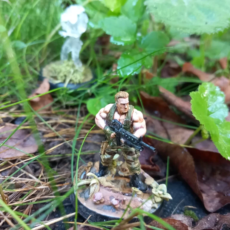 My first ever successful 3D print was this free file from papsikels. I finally got round to painting him up and had some fun in the garden