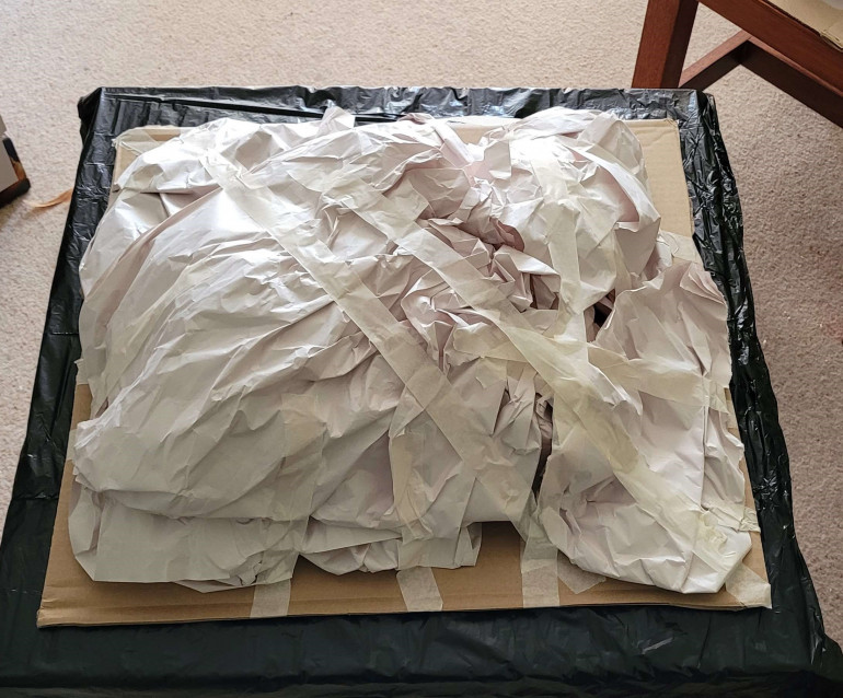 Big ole bit of cardboard, big ole pile of paper and a whole load of masking tape