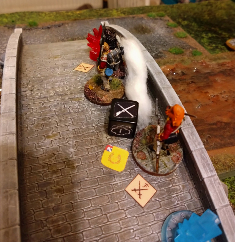 Craven saves his officer the trouble of running this wounded bandit through with his bayonet.