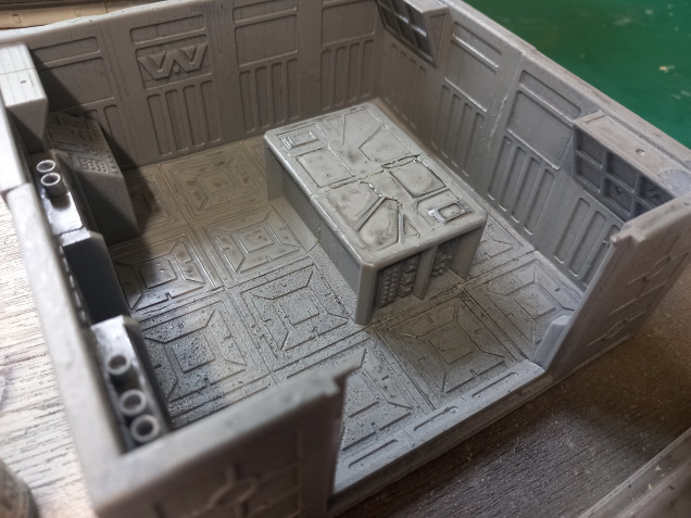 I have in the past purchased these terrain pieces from lv427 scenics from a third party but I've been experimenting with my little resin printer which they aren't designed for. My print bath doesn't hold enough resin to print these pieces in one go with out pausing to refill. This has led to a break in scaffoldingand dodgyprints. This time i split the print in two and glued the pieces together. It worked ok i think with a bit of green stuff to fill gaps.  .