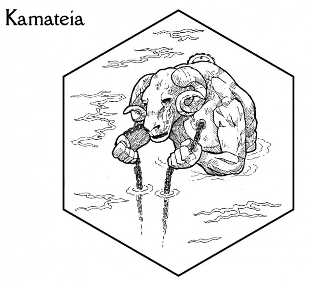 A drawing of Kamateia by Gabrielos, one of the artists who fled with us