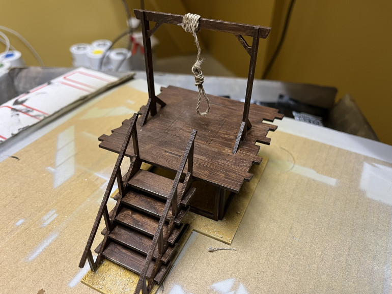 With everything thing dry, I glued the stairs to the stage.