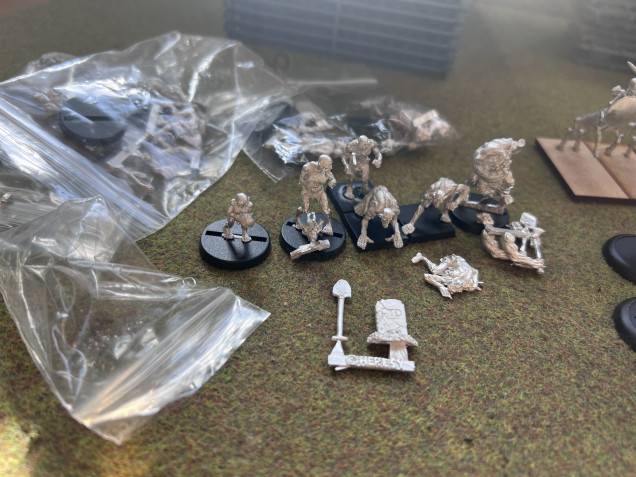 Heresy miniatures ghouls, enough for a regiment of twenty, the mother carrying baby makes me a touch queasy to consider so I haven’t painted them yet!?