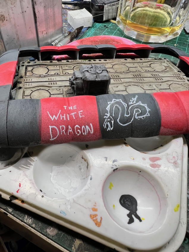 The lettering is better than the dragon. Maybe I can fix him in clean up or the weathering will hide my sins.