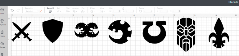 Stencils loaded into the Circut software.