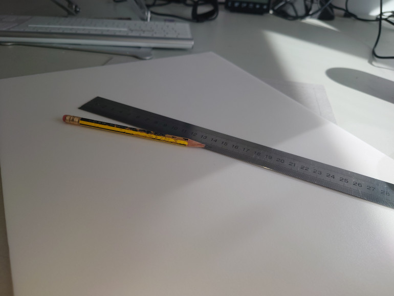 Example of card stock, foam core a pencil and ruler the most important items of the build