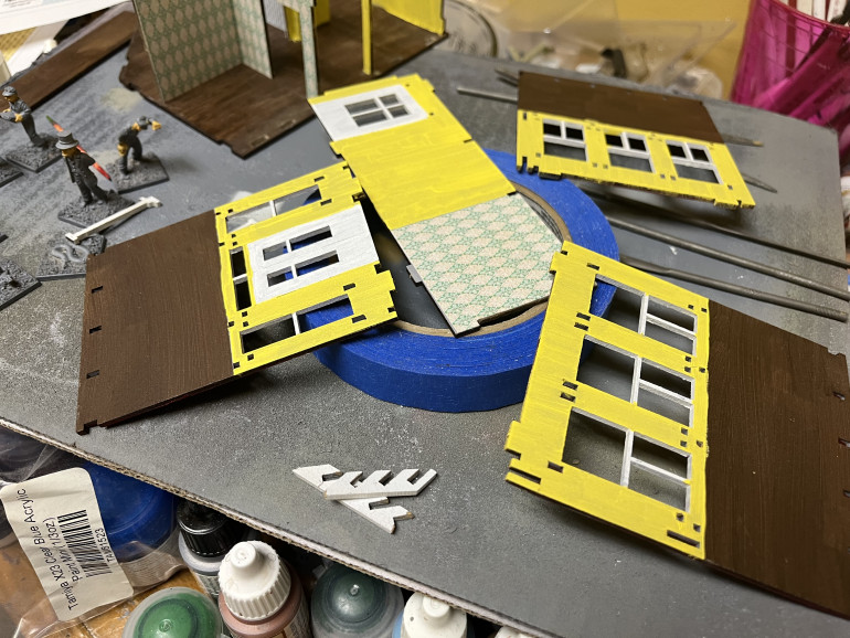 Painted the first coat of a pale yellow color for some of the interior walls. On the theory that no one’s paying for the hallway, it just gets a simple coat of paint instead of wallpaper.