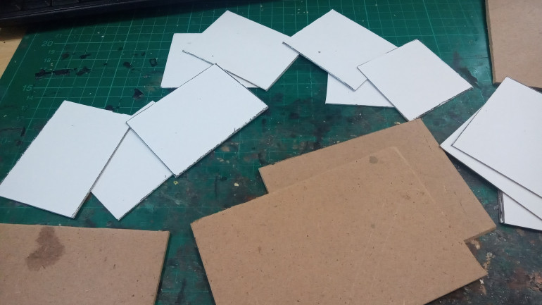 This bit of MDF cost me $12 for a 6 pack which is great value and comes in a 250mm Square. I picked up a giant sheet of thick card from the local newsagent for $2.50. This isn't foamcard or foamboard just thick cardboard.