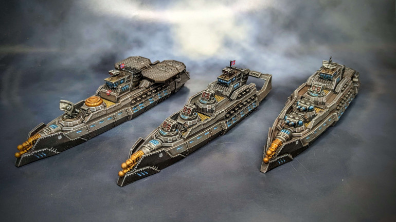 The three new Scandinavian flagships: the Asgard, the Valhalla and the Skjalden.