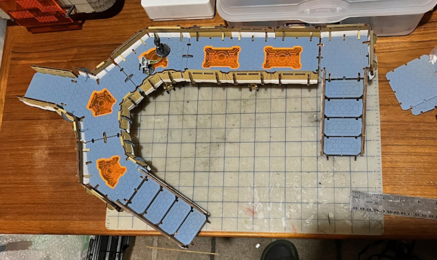 Enough short pieces to make this layout so with the tall and all those stairs I should be able to add multiple levels to any battlefield we set up..