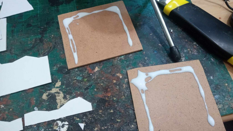 You can use either PVA or Super Glue to fix the card to the base, I've done both but to keep costs and items needed down decided to do these demonstrations with PVA.