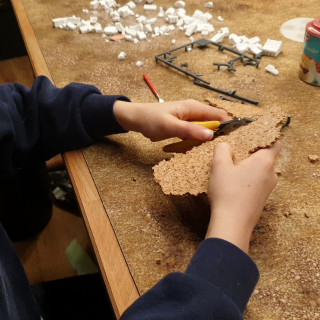 Shaping cork riverbank and Glueing