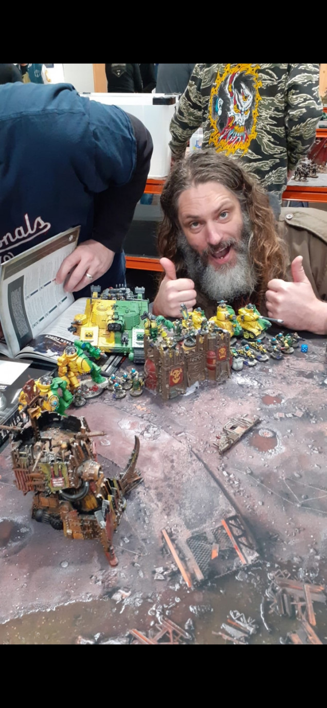 Got my yellow and green dudes on the table, had no clue what I was doing but it was fun rolling buckets of dice