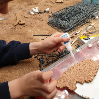 Shaping cork riverbank and Glueing