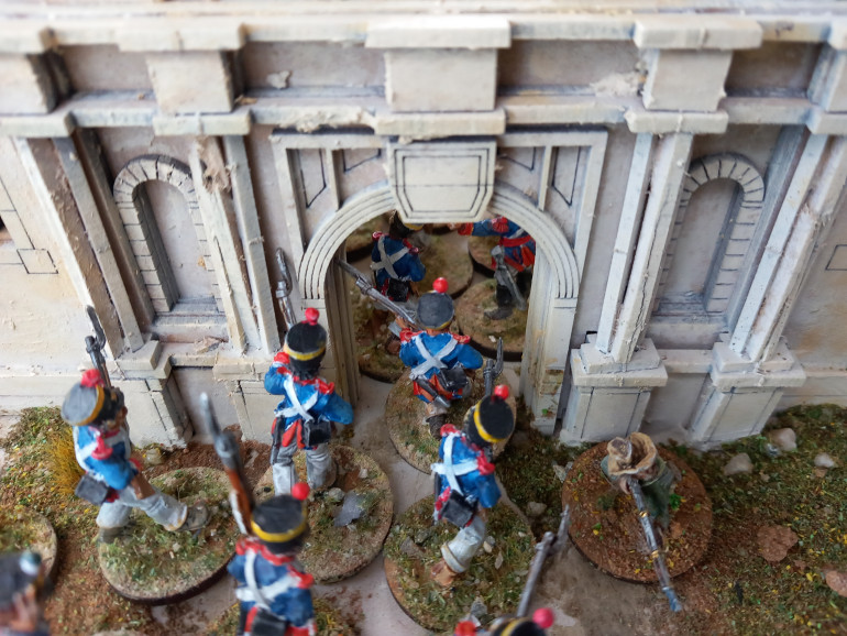 Cazdor skirmishers do damage from afar but the artillery once again falls short on to their own men. Close combat erupts along the line forcing the Greys back and crocket clashes deeper into the chapel