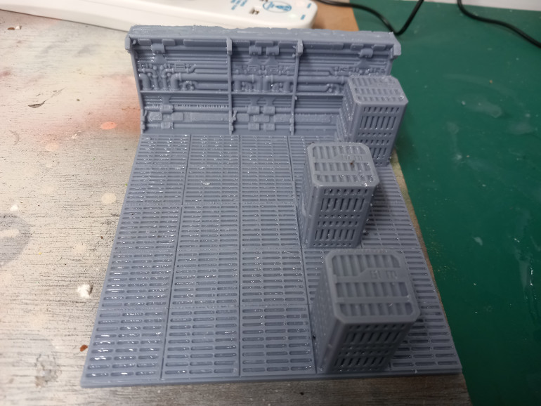The second section fits on the print bed on it's side with the use of supports which are a pain to remove