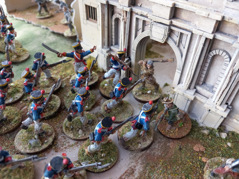 Crocket snipes off the enemy before the Mexicans form a firing line ynleashing a volley before charging in. Crocket swings into action but the numbers make him fall back