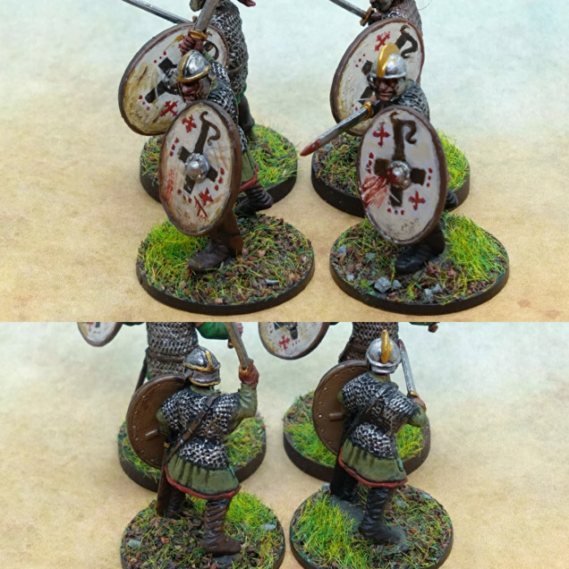 Then I used the same shield design and the same paint theme to gel this unit together with the remaining oval shield guys.
