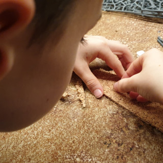 Shaping cork riverbank and Glueing