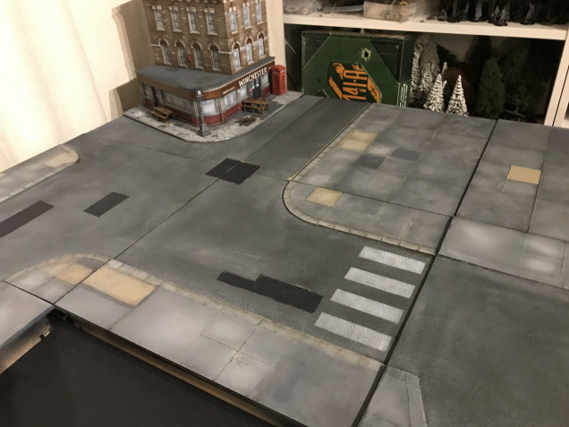 Dry brushed pedestrian walk.