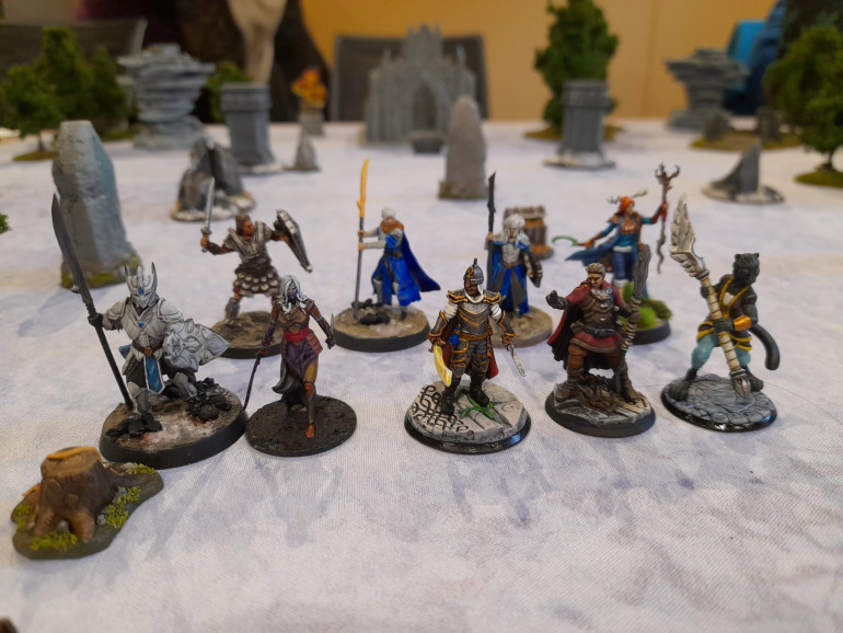 Player minis in the front row