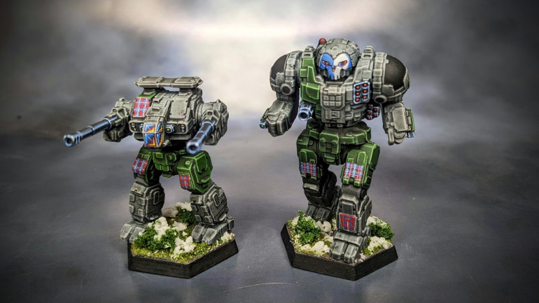 Two more Greywatch mechs! The atlas and rifleman. These are 3D prints from Locust Labs.