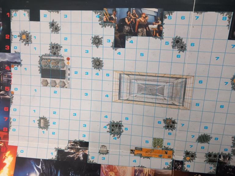 Everyturn a pair of aliens appear on the board. Roll a D10 down the red column and then along the row. If you roll 0 on the first roll aextra appears. I printed off hounters to go over the spawn location squares but I think I'll leave them off and just use the original map board for reference 