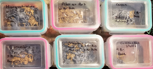 Just because there are so many different units on a sprue,  i went to £1 and picked up some small boxes. On the lid i wrote how many go one one base