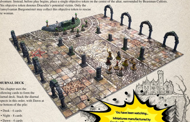 Cult of Dracula game board setup, from Wargames Illustrated issue 431