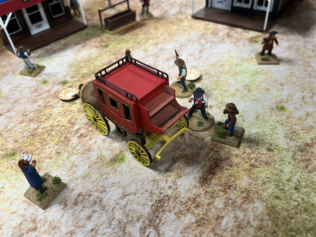 Action around the stagecoach. 