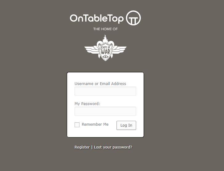 Log In To OnTableTop