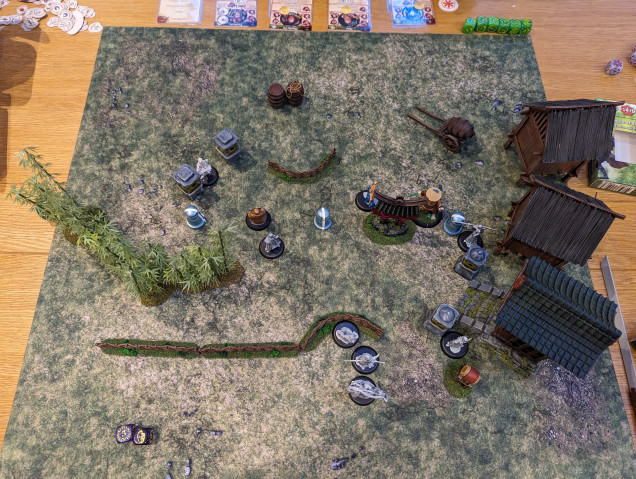 End of Turn 1. My son has really pushed on beyond the centre line already